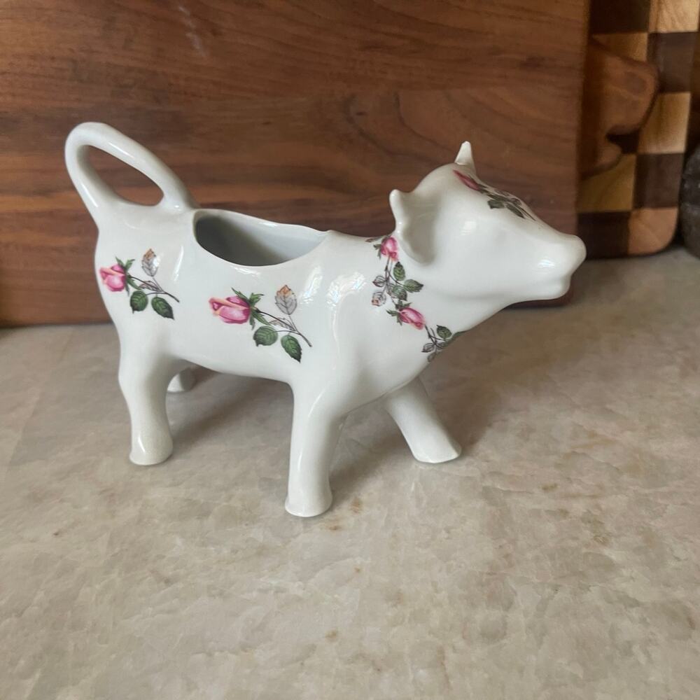 Vintage BIA Cordon Bleu cow creamer with floral design
